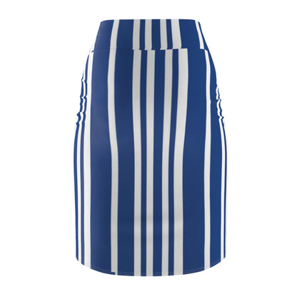 Blue and White Striped Pencil Skirt, Women's Skirt, Office Wear, Business Casual, Work Attire, Summer Fashion, Knee Length Skirt