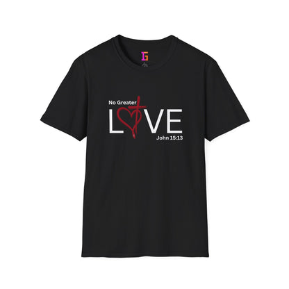 2 Love in Black Tee- No Greater Love T-Shirt - John 15:13 Christian Faith | FirstGen Designs