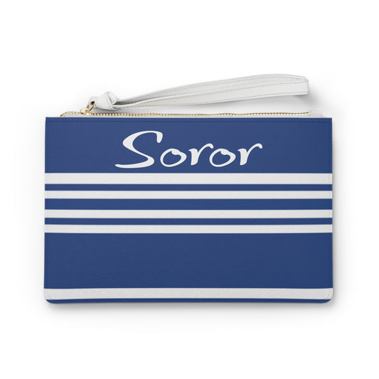 Soror Blue Saffiano Clutch: Sorority Gift, Vegan Leather Wristlet