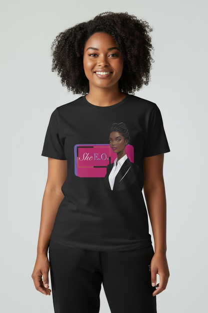 She E.O. Motivational T-Shirt, Empowerment Tee, Unisex Softstyle Shirt, Gifts for Her, Inspirational Wear, Business Casual Style