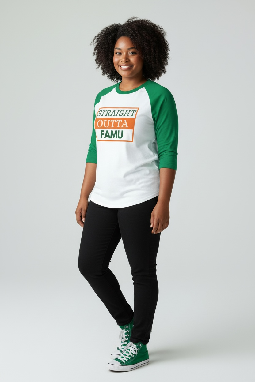Rep Your HBCU FAMU Raglan Tee – College Spirit Graphic | FirstGen Designs