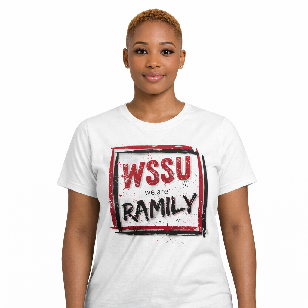 Rep Your HBCU Women’s Tee – WSSU “We Are RAMILY” Graphic | FirstGen Designs