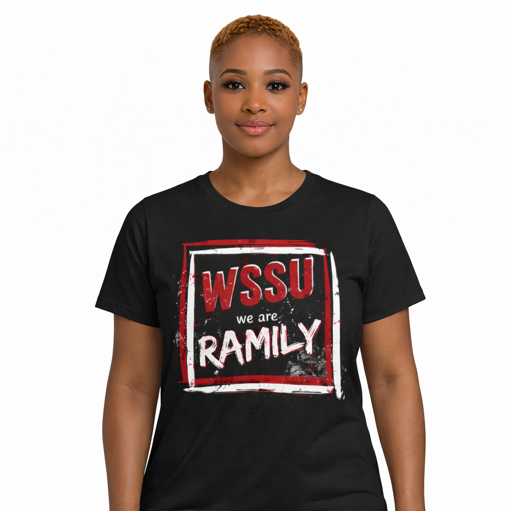 Rep Your HBCU Women’s Tee – WSSU “We Are RAMILY” Graphic | FirstGen Designs