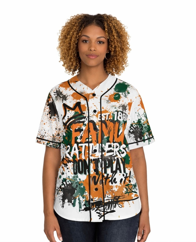 Rep Your HBCU Women’s Baseball Jersey – FAMU Graffiti Street Art Top | FirstGen Designs