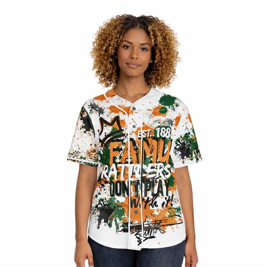 Rep Your HBCU Women’s Baseball Jersey – FAMU Graffiti Street Art Top | FirstGen Designs