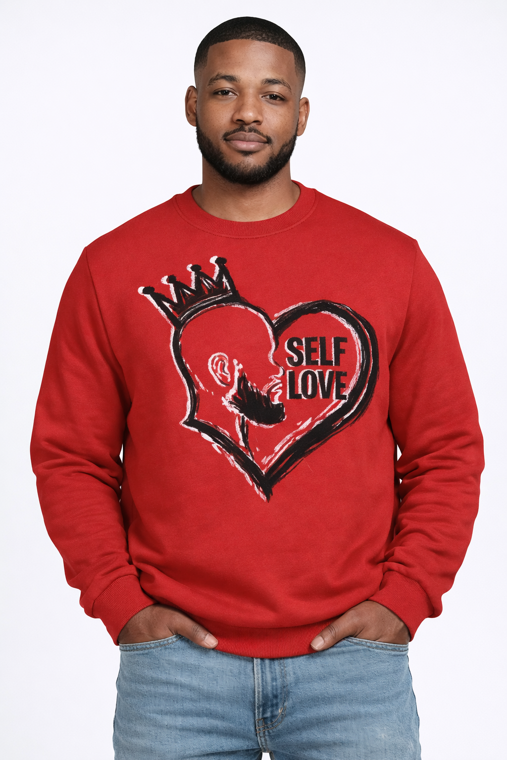 2 Love in Black Sweatshirt - Self Love Heart Graphic Men’s | FirstGen Designs