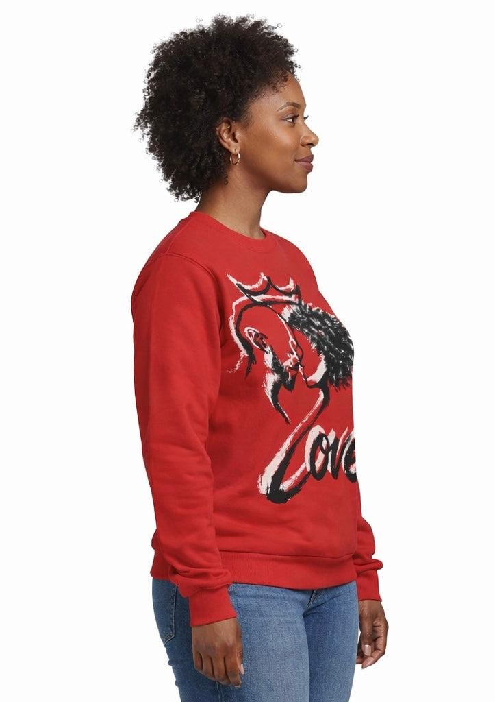 2 Love in Black Sweatshirt — Black Couple Graphic Red | FirstGen Designs