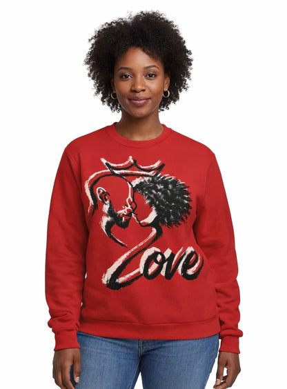 2 Love in Black Sweatshirt — Black Couple Graphic Red | FirstGen Designs