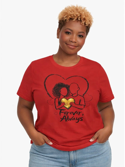 2 Love In Black Tee — Couple Heart Illustration ‘Forever, Always’ T-Shirt | FirstGen Designs