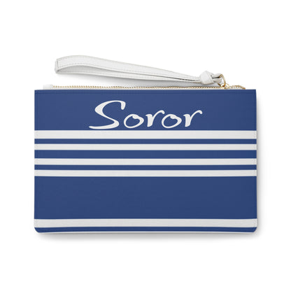 Soror Blue Saffiano Clutch: Sorority Gift, Vegan Leather Wristlet