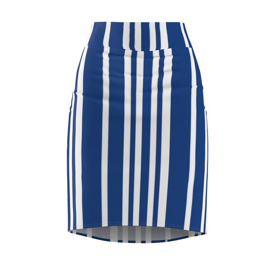 Blue and White Striped Pencil Skirt, Women's Skirt, Office Wear, Business Casual, Work Attire, Summer Fashion, Knee Length Skirt