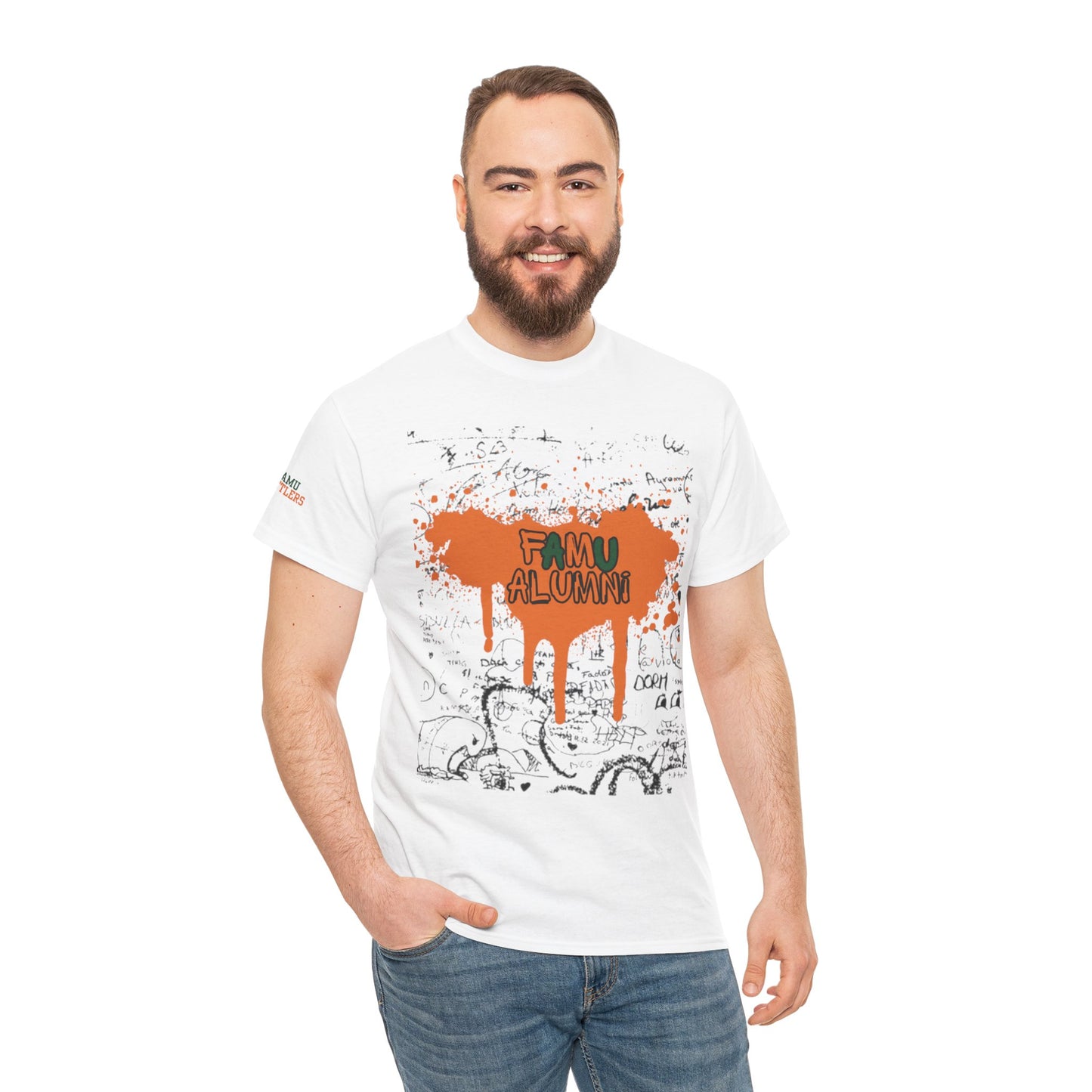 Unisex Heavy Cotton Tee with 'FAMU ALUMNI' Design, Perfect for Alumni Gatherings, School Spirit, Casual Wear, Gift for Grads, Vintage [...]