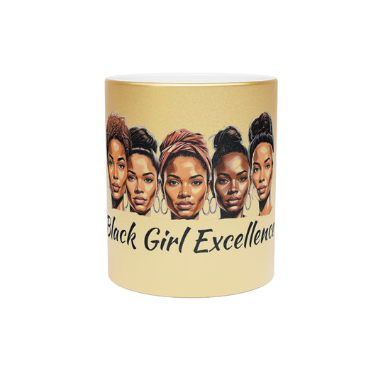 Elegant Metallic Mug - Celebrate Black Girl Excellence with Style, Gift for Friends, Inspirational Coffee Cup, Home Decor, Birthday Present