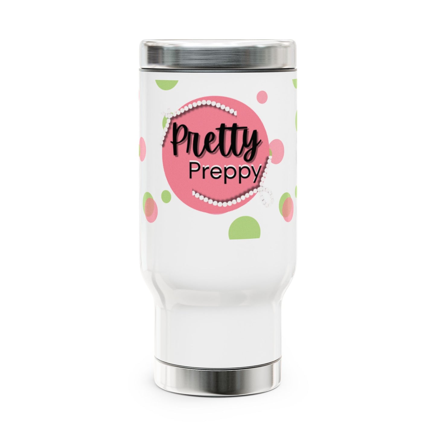 Pretty Preppy Travel Mug - Stainless Steel Coffee Cup, Stylish Insulated Drinkware for Home/Office, Trendy Gift for Her