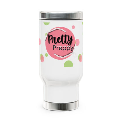 Pretty Preppy Travel Mug - Stainless Steel Coffee Cup, Stylish Insulated Drinkware for Home/Office, Trendy Gift for Her