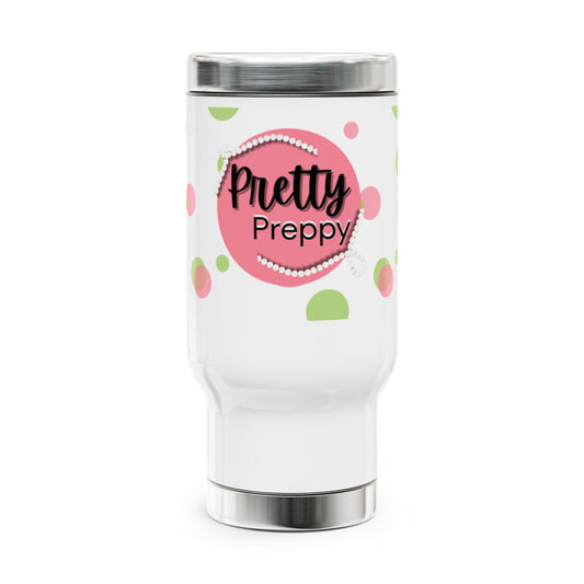 Pretty Preppy Travel Mug - Stainless Steel Coffee Cup, Stylish Insulated Drinkware for Home/Office, Trendy Gift for Her