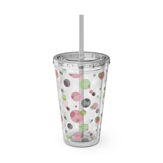 Soror Dots Tumbler: Colorful Travel Cup, BPA-Free, Perfect for Summer Drinks, Gift for Friends, Eco-Friendly, Party Favor