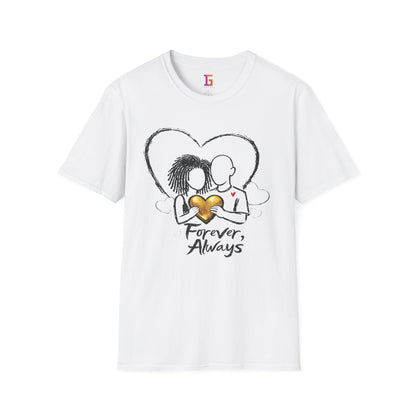 2 Love In Black Tee — Couple Heart Illustration ‘Forever, Always’ T-Shirt | FirstGen Designs