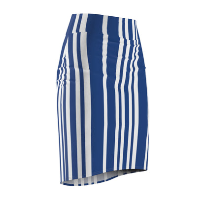 Blue and White Striped Pencil Skirt, Women's Skirt, Office Wear, Business Casual, Work Attire, Summer Fashion, Knee Length Skirt