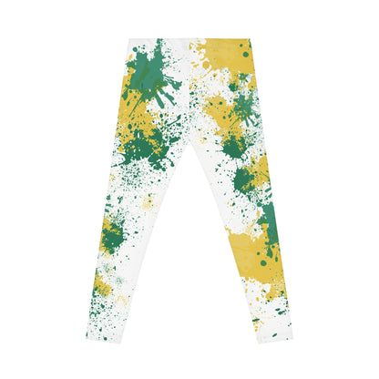 NSU Spray Paint Leggings: Green Gold Athleisure Yoga Tights