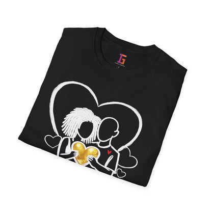 2 Love In Black Tee — Couple Heart Illustration ‘Forever, Always’ T-Shirt | FirstGen Designs