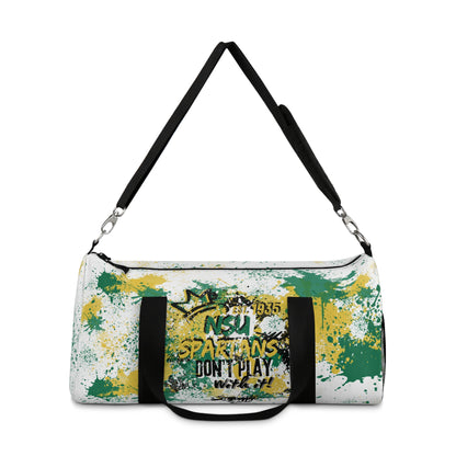 NSU White Graffiti Duffel, Sprayed Art Cool Urban Travel Gym Overnight Bag, Hipster Street Style Accessories, Unique Custom Hand Painted