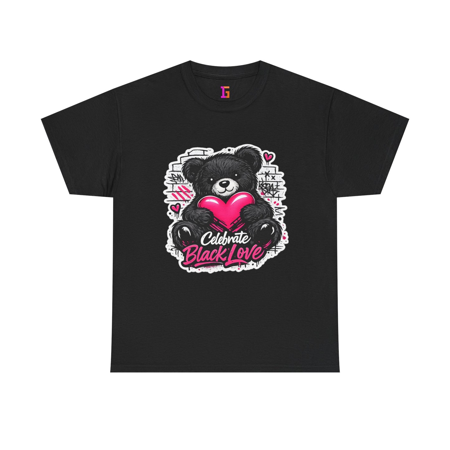 2 Love In Black T-Shirt — Celebrate Black Love Teddy Heart Graphic Tee | FirstGen Designs