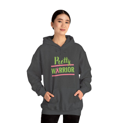 Pretty Warrior Hooded Sweatshirt | Sweatshirt for Cancer Awareness, Gifts for Her, Breast Cancer Support, Cozy Hoodie, Motivational Apparel