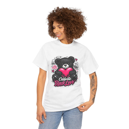 2 Love In Black T-Shirt — Celebrate Black Love Teddy Heart Graphic Tee | FirstGen Designs