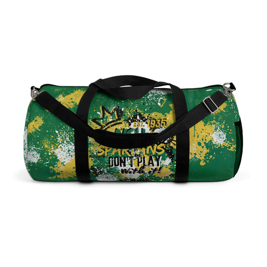 NSU Green Graffiti Duffel, Sprayed Art Cool Urban Travel Gym Overnight Bag, Hipster Street Style Accessories, Unique Custom Hand Painted