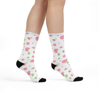 White Festive Patterned Crew Socks, Fun Holiday Gift, Cozy Accessories for Every Occasion, Christmas Socks, Unique Stocking Stuffer