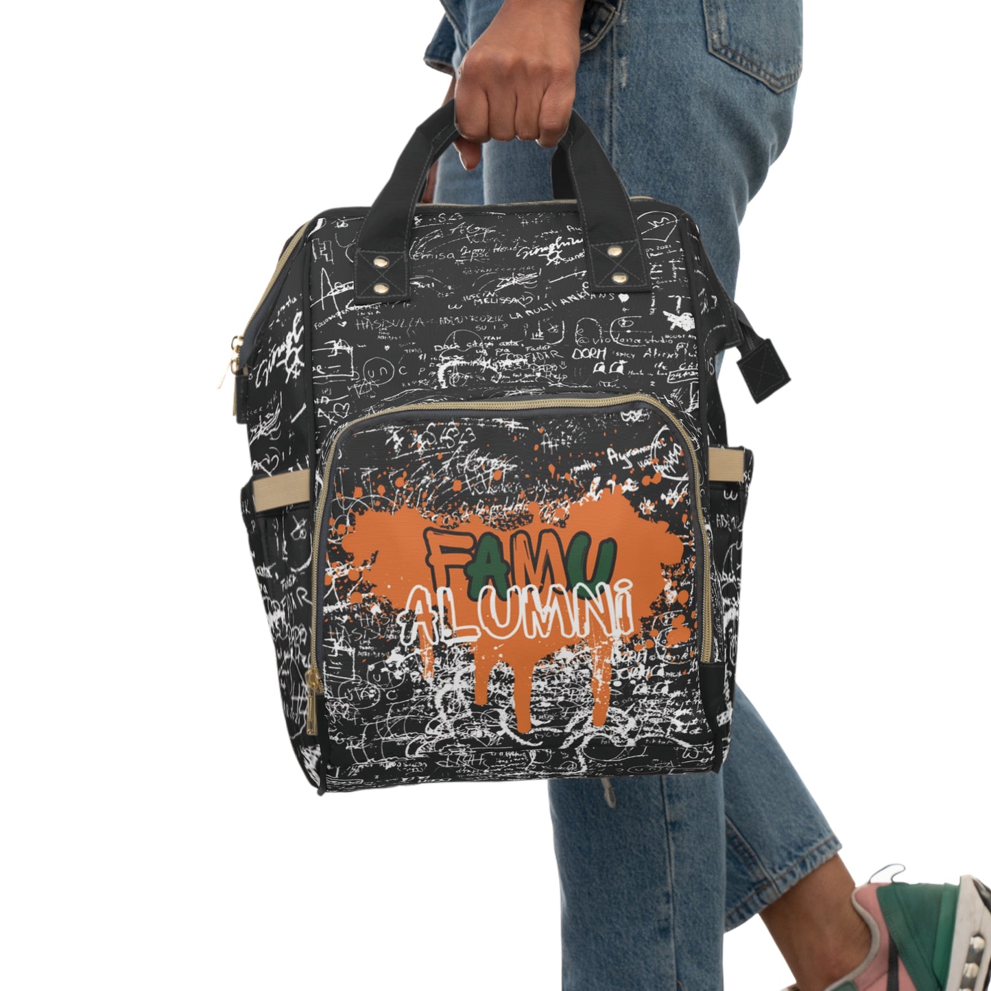 Alumni Multifunctional Diaper Backpack for Alumni Parents, Baby Bag, Travel Backpack, Black and White Daypack, Back to School Essentials