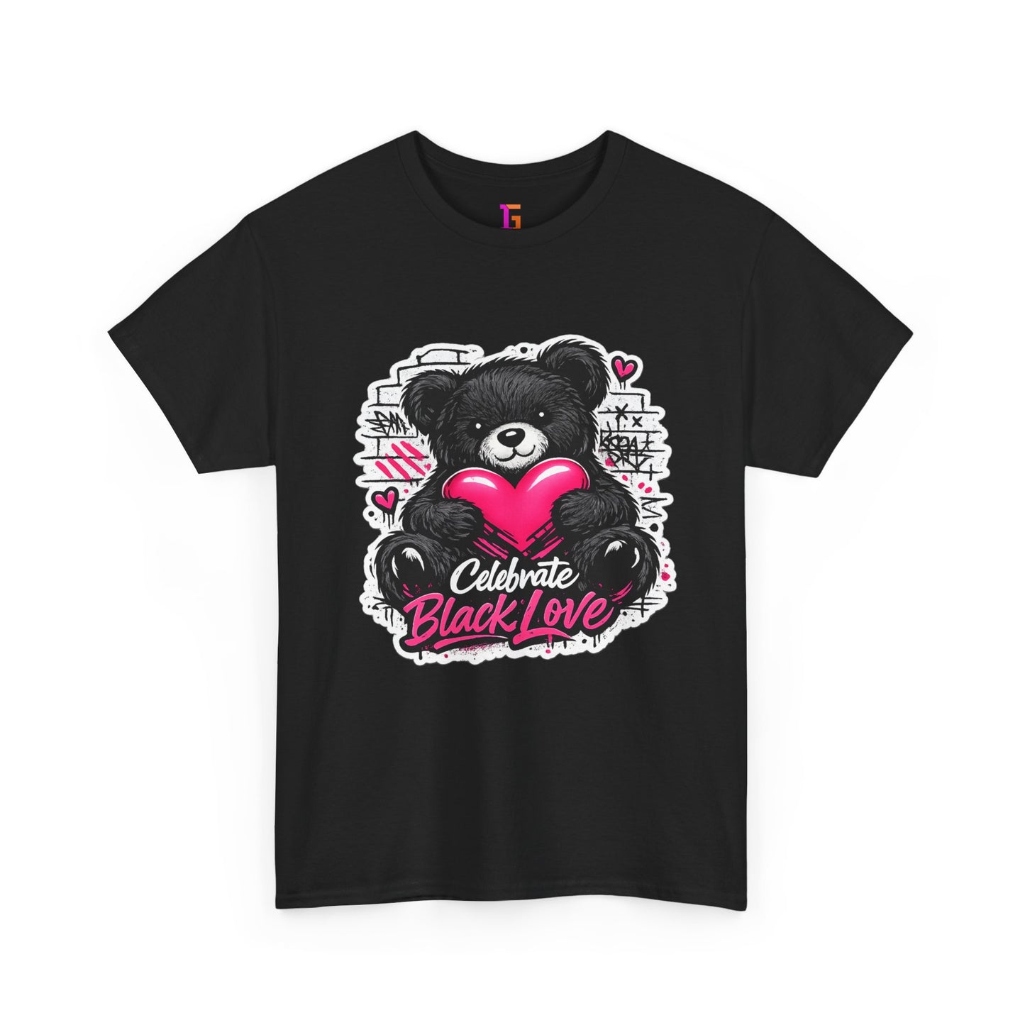 2 Love In Black T-Shirt — Celebrate Black Love Teddy Heart Graphic Tee | FirstGen Designs