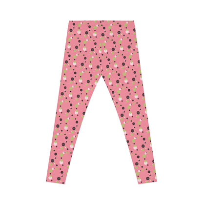 Soror Polka Dot Leggings, Women's Leggings, Casual Pants, Pink and Green Leggings, Bold Patterned Tights