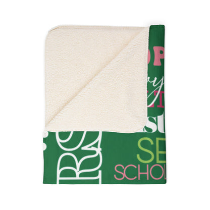 Divine Ladies Sherpa Fleece Blanket Green – Ivy Pearls Sisterhood Design | FirstGen Designs