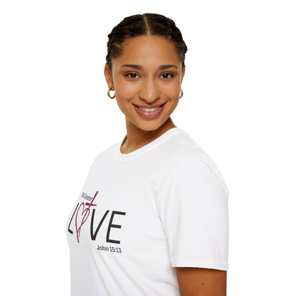 2 Love in Black Tee- No Greater Love T-Shirt - John 15:13 Christian Faith | FirstGen Designs