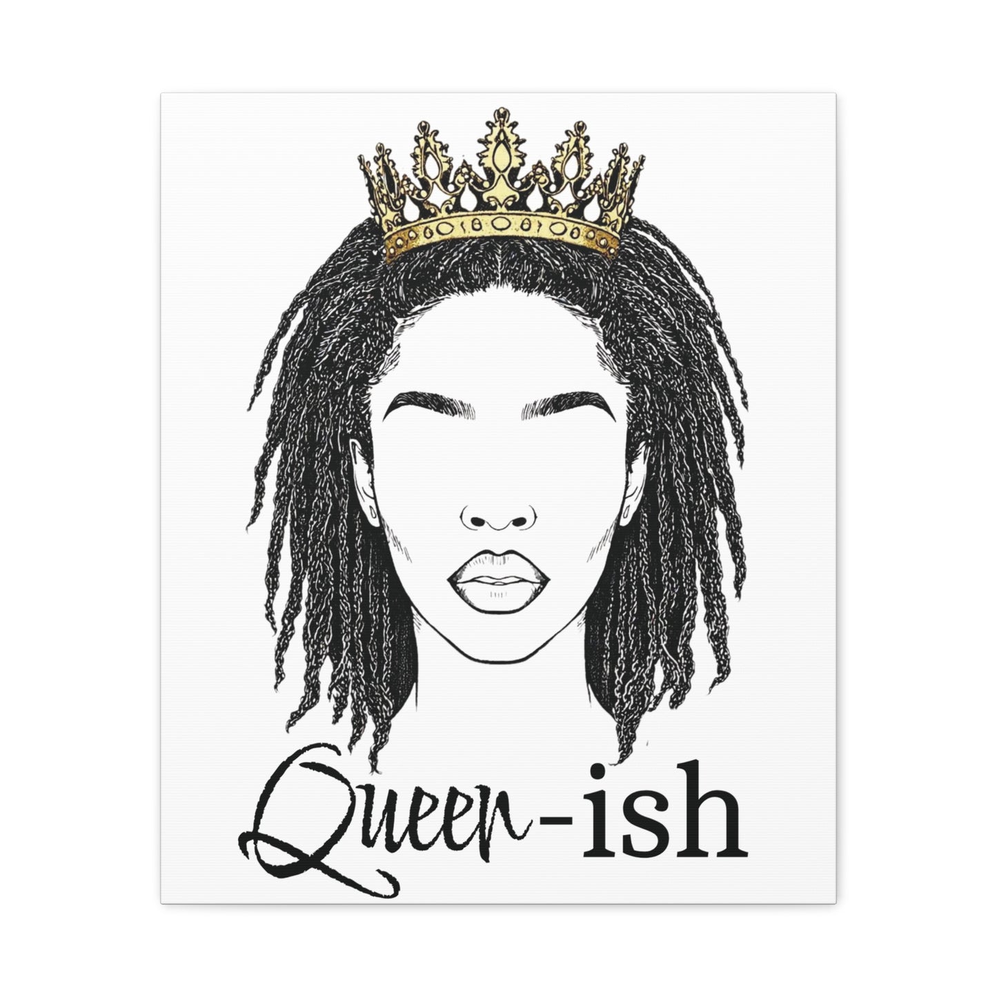 Queen-ish Canvas Wall Art — Black Woman Crown Portrait