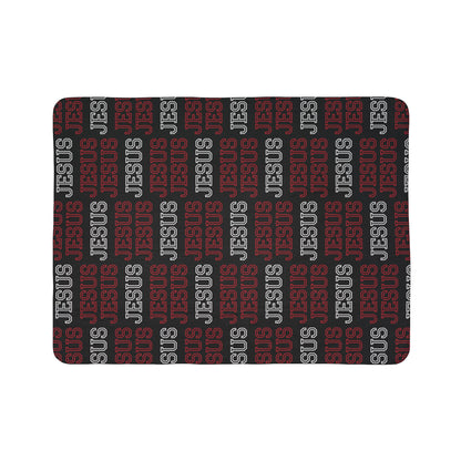 Christian Apparel Sherpa Blanket – Jesus Pattern Cozy Christian Throw | FirstGen Designs
