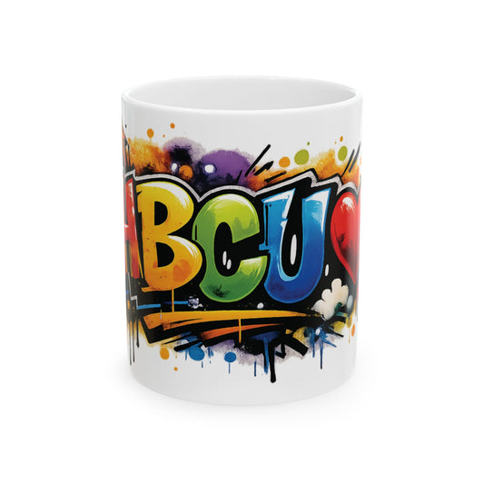HBCU Love Ceramic Mug, Colorful Graduation Gift, Coffee Cup for Students, Educational Pride Mug, Diverse Community Mug