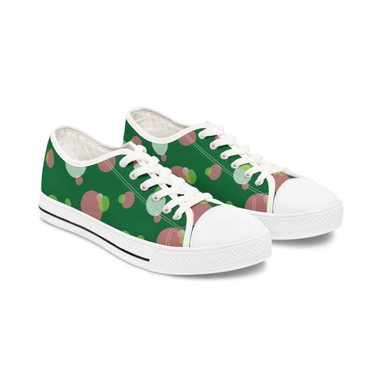 Green Low Top Sneakers with Colorful Dots | Trendy Footwear for Casual Days, Perfect for Everyday Wear, Gifts, Holidays, and Parties