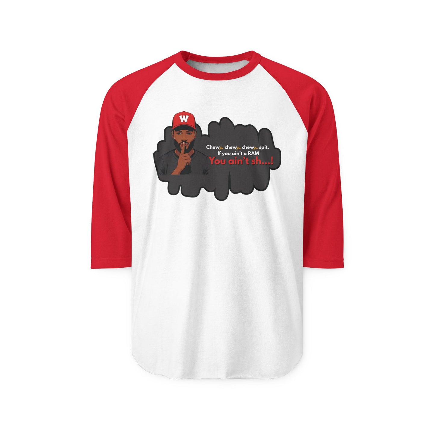 WSSU Slang M Three Quarter Sleeve Raglan Shirt with Bold Graphic, Casual Tee for Parties, Gift for Friends, Humor Shirt, Everyday Wear