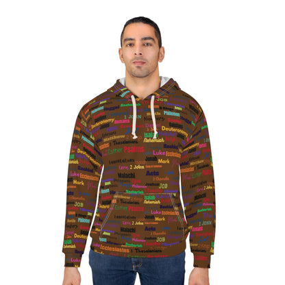 Colorful Scripture Word Cloud Unisex Pullover Hoodie, Cozy Sweatshirt, Religious Gift, Bible Study Apparel, AOP Hoodie