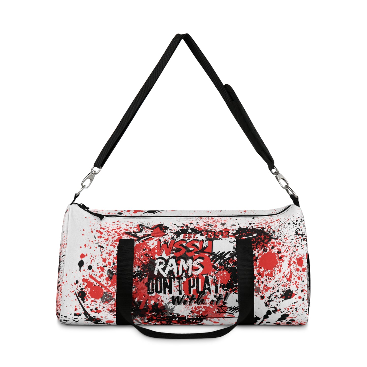 Rep Your HBCU Duffel Bag – WSSU Graffiti Art White Travel Bag | FirstGen Designs