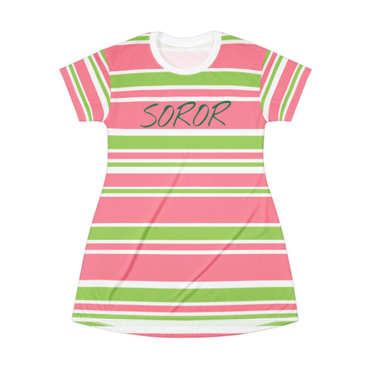 Soror Stylish Striped T-Shirt Dress for Casual Outings | Perfect for Summer, Sports Events, Parties, Gifts