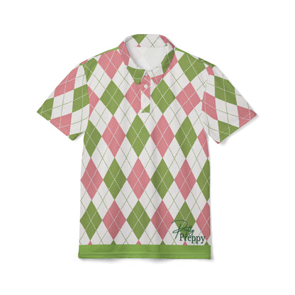 Divine Ladies Polo Shirt — Pink & Green Argyle Preppy | FirstGen Designs