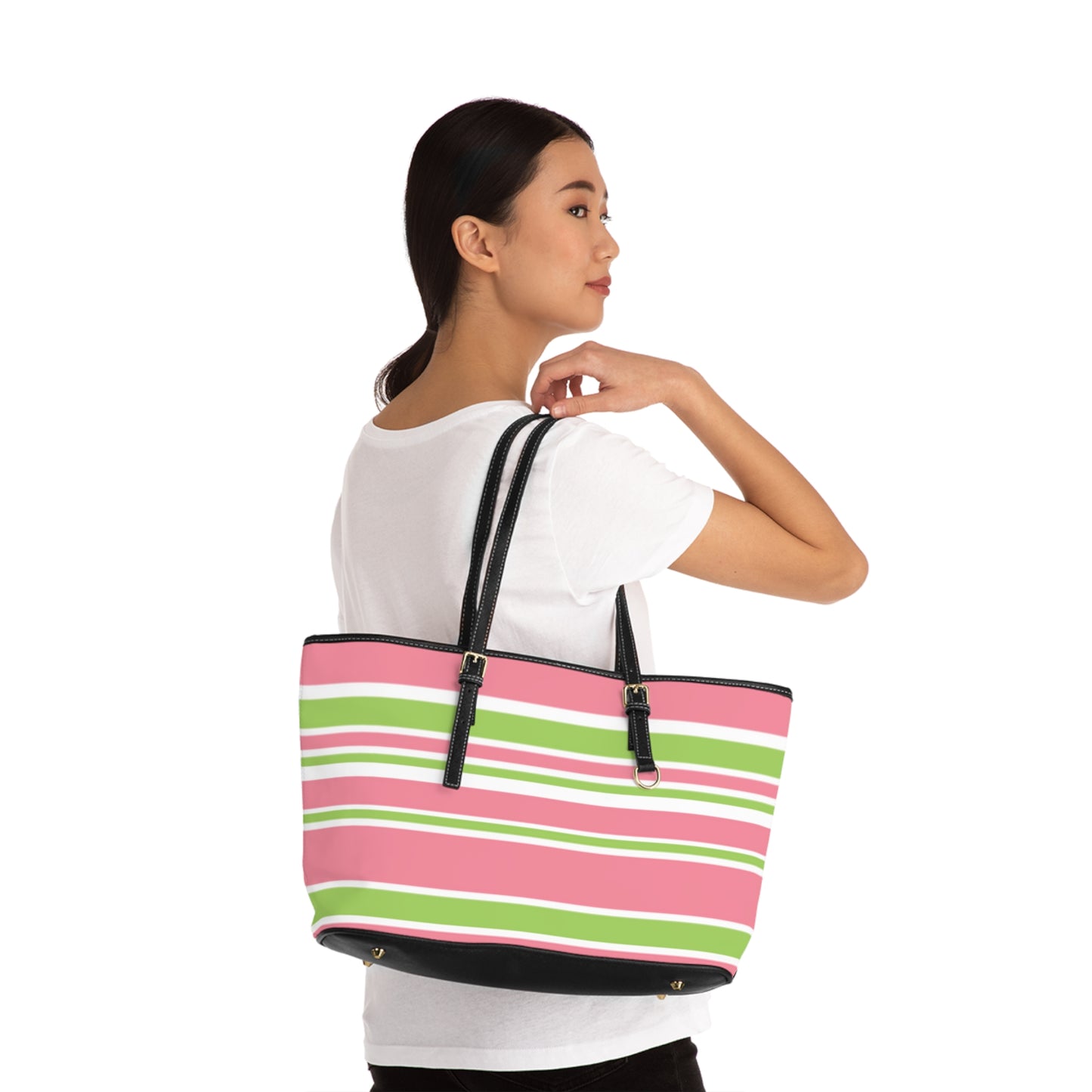 Chic Striped PU Leather Shoulder Bag, Trendy Handbag for Women, Everyday Tote, Fashion Accessory, Perfect for Shopping, Casual Outings