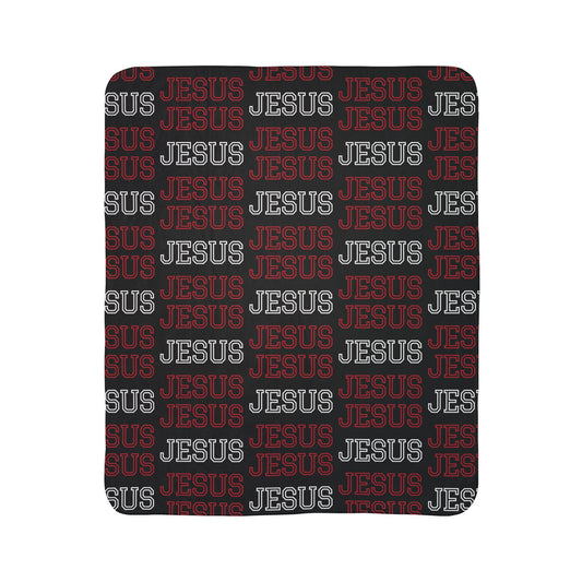Christian Apparel Sherpa Blanket – Jesus Pattern Cozy Christian Throw | FirstGen Designs