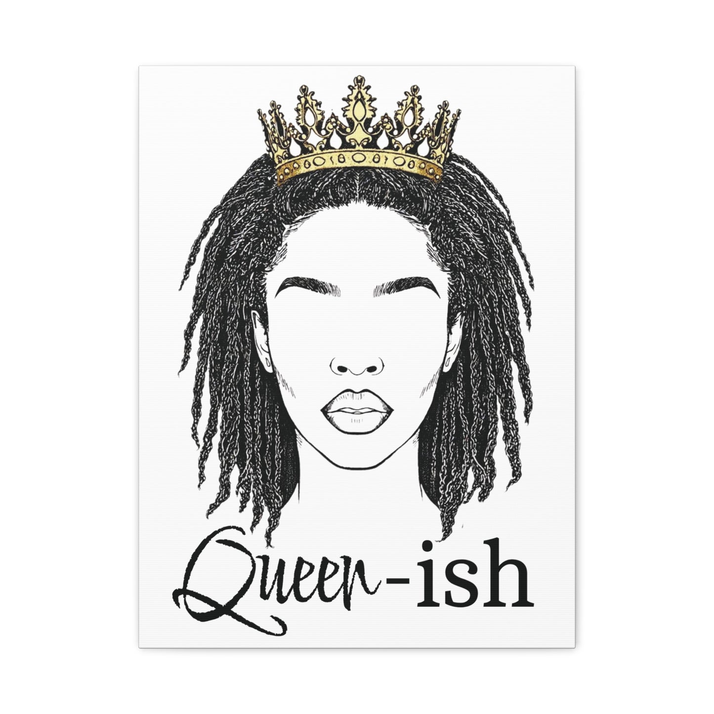 Queen-ish Canvas Wall Art — Black Woman Crown Portrait