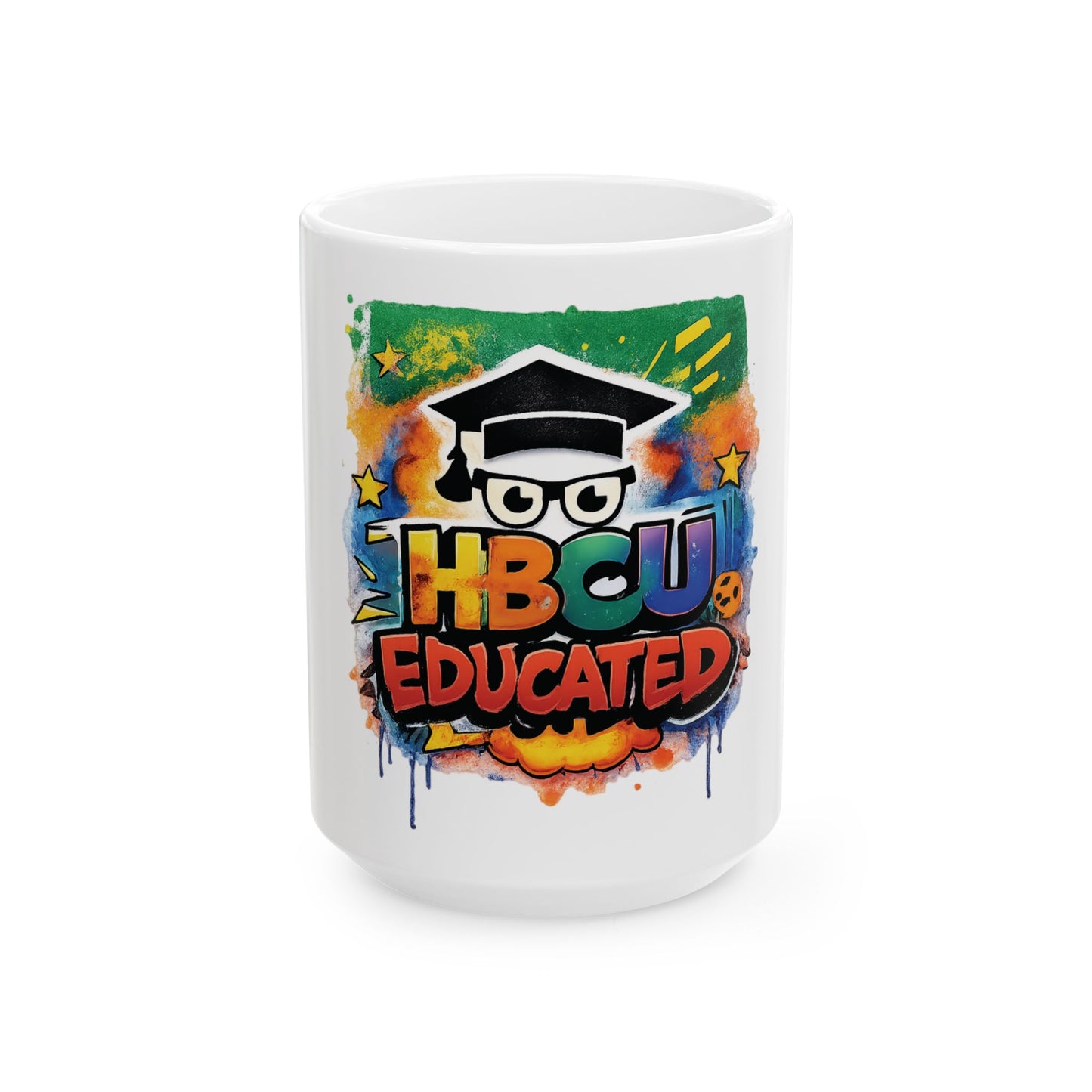 HBCU Educated Ceramic Mug, Colorful Graduation Gift, Coffee Cup for Students, Educational Pride Mug, Diverse Community Mug