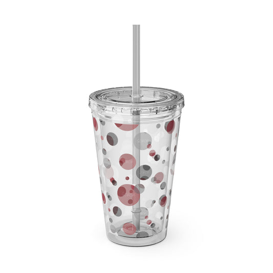 Soror Red Sunsplash Tumbler: Colorful Travel Cup, BPA-Free, Perfect for Summer Drinks, Gift for Friends, Eco-Friendly, Party Favor